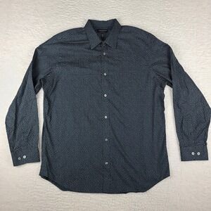 Banana Republic Dress Shirt Mens XL Dark Blue White Non‎ Iron Slim Fit Button Up